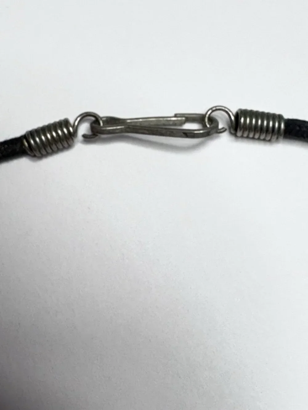VTG 90s Whimsi Crystal Black Pendant Leather Cord Choker Necklace Unisex Grunge